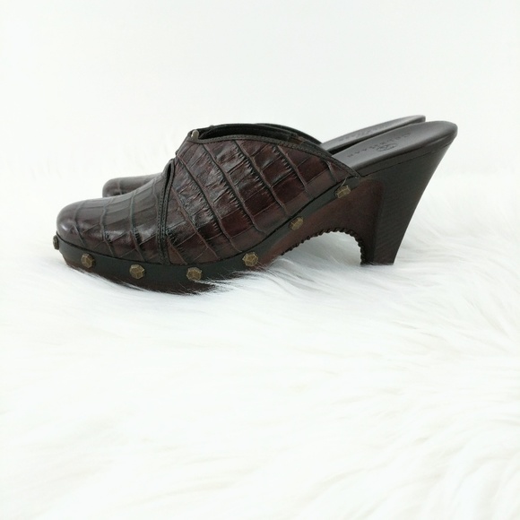 Cole Haan | Faux Croc Leather Wedge Clogs Size 8 - Picture 7 of 8